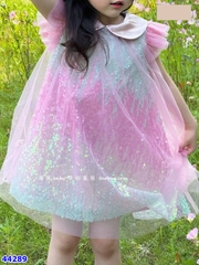 Đầm Sofia hồng loang đính cườm - size 2-3y