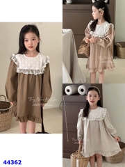 Đầm babydoll nâu cổ bèo - size 130