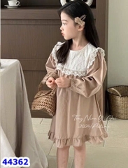 Đầm babydoll nâu cổ bèo - size 130