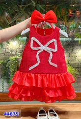 Đầm Sofia đỏ nơ trắng (Tặng cài tóc)