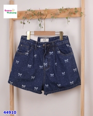 Quần short jean xanh đậm nơ