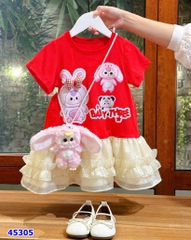Đầm Miakid đỏ BB3 nơ