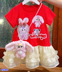 Đầm Miakid đỏ BB3 nơ