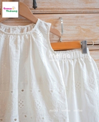 Set bộ Melisa trắng dập hoa