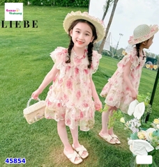 Đầm Liebe hồng voan hoa