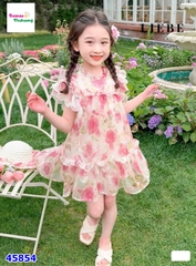 Đầm Liebe hồng voan hoa