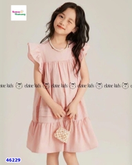 Đầm Elaine hồng tay cánh tiên