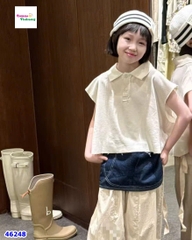 Áo polo croptop kem