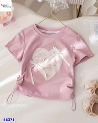 Áo hồng trái tim đính nơ