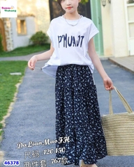 Set áo trắng, váy hoa