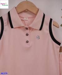 Set váy Polo hồng chữ Hi
