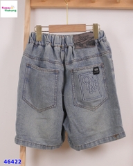 Quần short jean đắp mác da