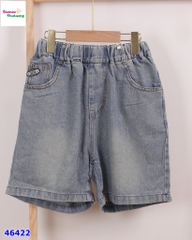 Quần short jean đắp mác da