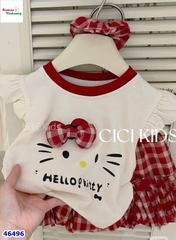 Set váy Cici kem Hello Kitty nơ