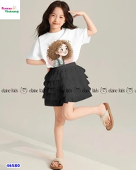 Set Elaine trắng cô gái tóc xù, chân váy tutu đen