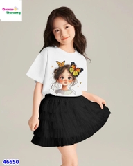Set váy Elaine trắng cô gái Buterfly, chân váy tutu đen