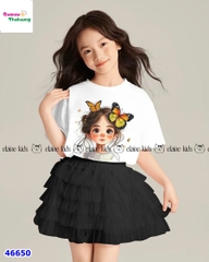 Set váy Elaine trắng cô gái Buterfly, chân váy tutu đen