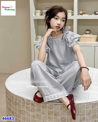 Set bộ xanh viền ren, quần dài