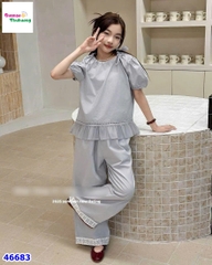 Set bộ xanh viền ren, quần dài