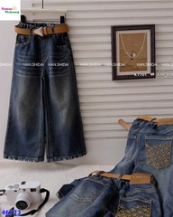 Quần Jean HSD xanh thêu ALO vàng