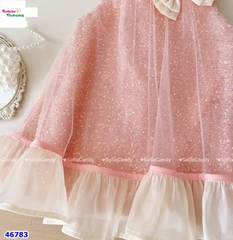 Đầm tiệc Sofia hồng kim tuyến đính nơ