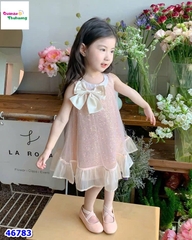 Đầm tiệc Sofia hồng kim tuyến đính nơ