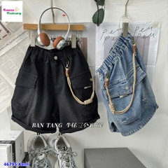 Quần short jean Bantang xanh túi hộp