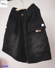 Quần short jean Bantang đen túi hộp