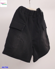 Quần short jean Bantang đen túi hộp