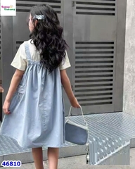 Set đầm yếm xanh, áo trắng MOKW