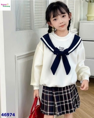 Set áo hoodie kem đính nơ xanh