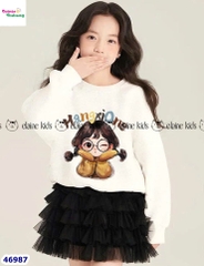 Set Elaine trắng cô gái tóc xù dài tay
