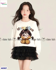 Set Elaine trắng cô gái tóc xù dài tay