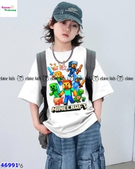 Set Elaine trắng Minecraft&heo, quần jean xanh