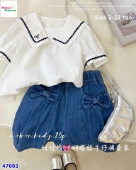 Set Sofia sơ mi trắng, quần jean
