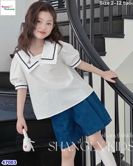 Set Sofia sơ mi trắng, quần jean