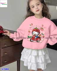 Set Elaine hồng Kitty, váy tầng trắng