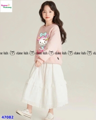 Set Elaine hồng Kitty, váy trắng dài