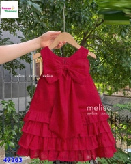 Đầm MLS đỏ xòe đính nơ