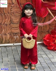 Áo dài MLS đỏ đính hoa