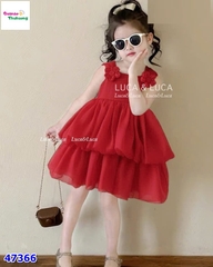 Đầm Luca đỏ váy bí 2 tầng
