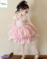 Đầm Luca hồng váy bí 2 tầng