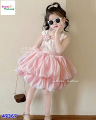 Đầm Luca hồng váy bí 2 tầng