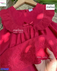 Đầm MLS đỏ viền ren đính nơ