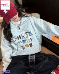 Áo Sweater xám GHRJ khóa kéo