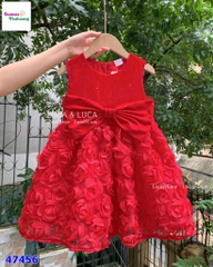 Đầm J&J đỏ đính nơ xoè hoa 3D