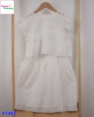 Set váy + khoác ren trắng