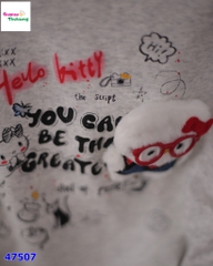 Áo xám tay xanh navy Hello Kitty