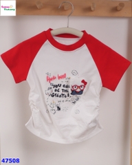 Áo trắng tay đỏ Hello Kitty