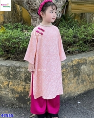 Áo dài Melisa hồng đính cúc